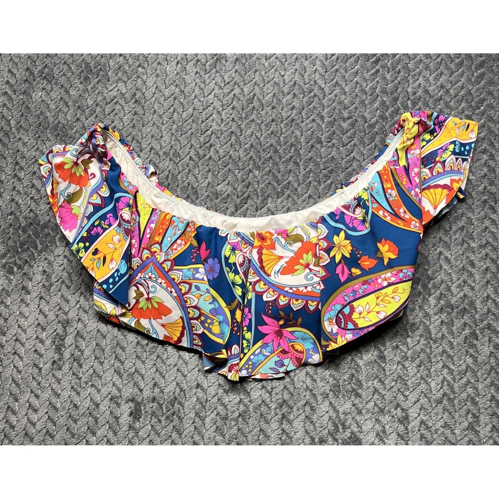 Trina Turk Blue Multicolor Ruffle Off-Shoulder Bikini Set - Picture 10 of 15